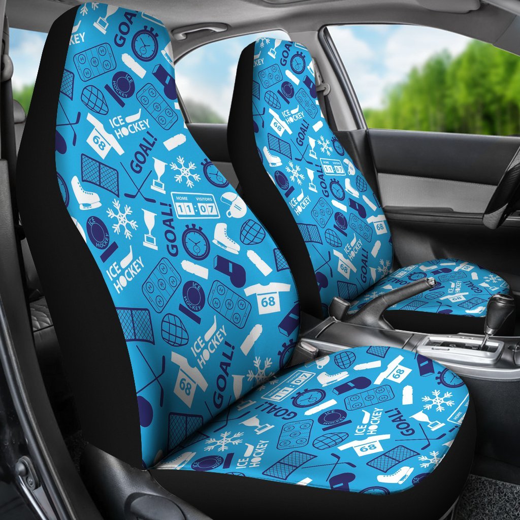 Hockey Print Pattern Universal Fit Car Seat Cover-grizzshop