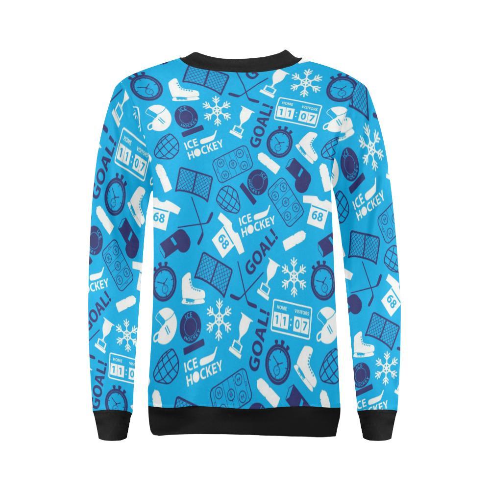 Hockey Print Pattern Women Crewneck Sweatshirt-grizzshop