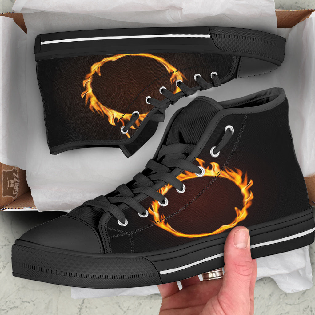 Hole Burning Print Black High Top Shoes-grizzshop