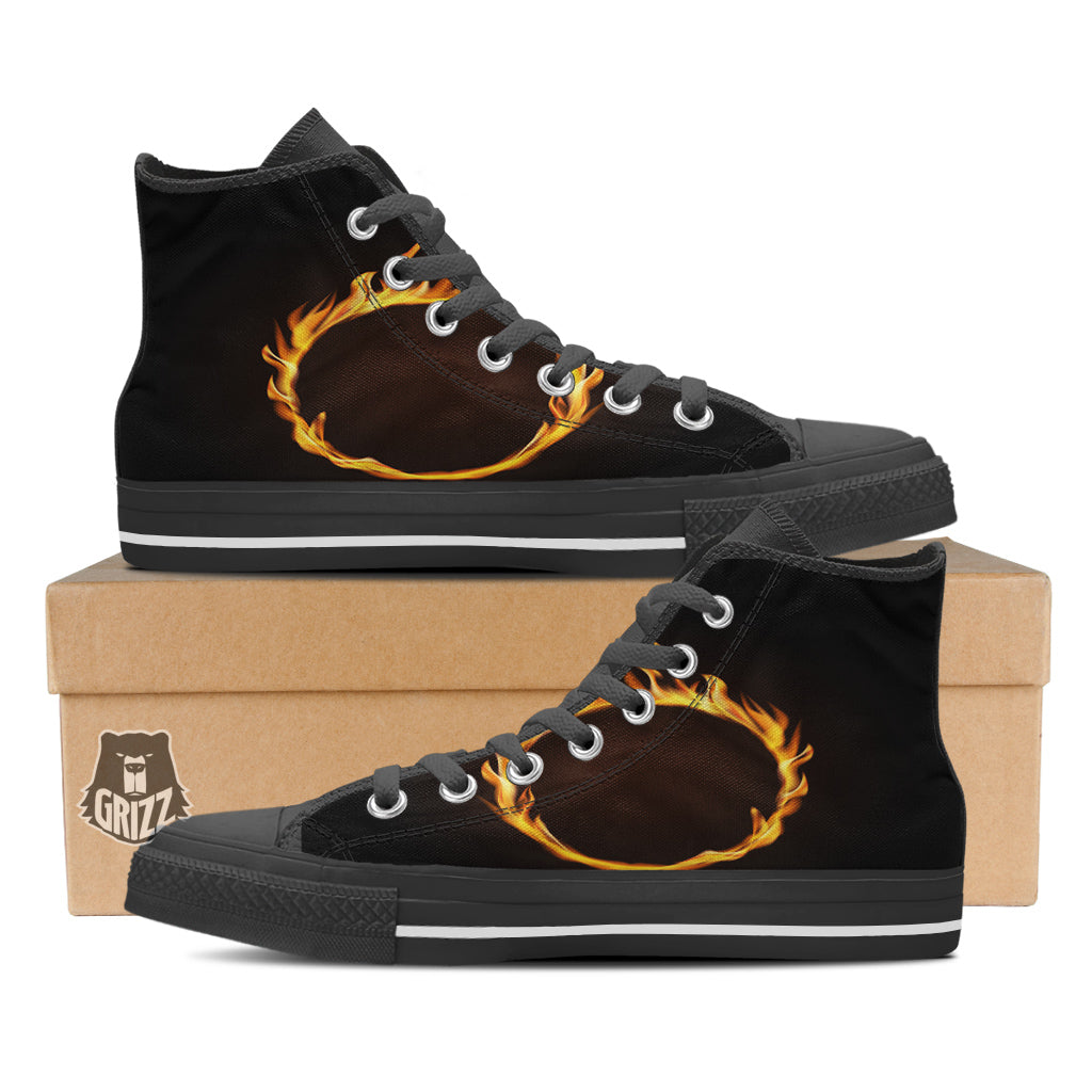 Hole Burning Print Black High Top Shoes-grizzshop