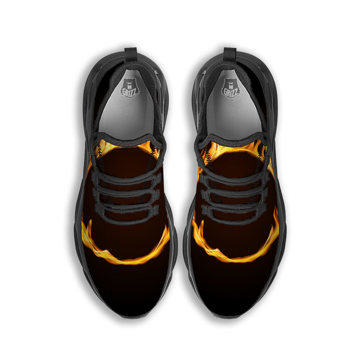 Hole Burning Print Black Running Shoes-grizzshop