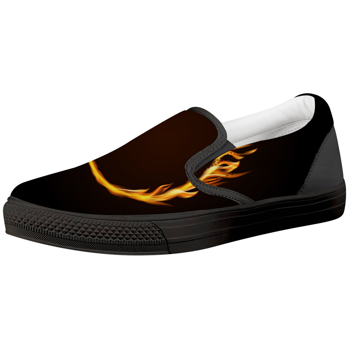 Hole Burning Print Black Slip On Shoes-grizzshop
