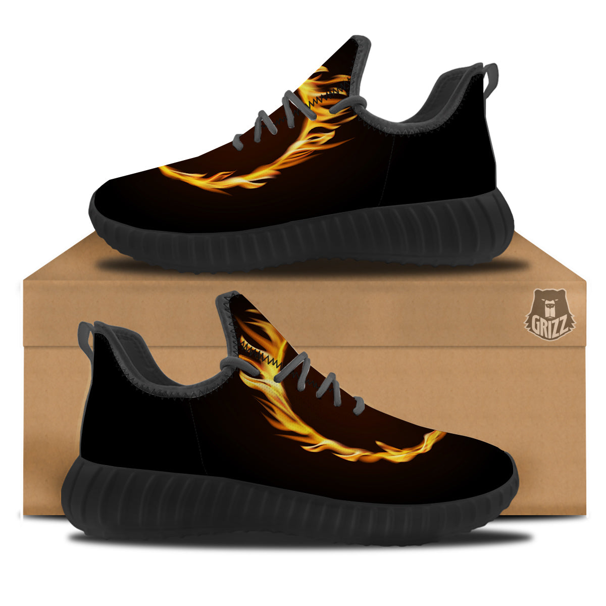Hole Burning Print Black Walking Shoes-grizzshop