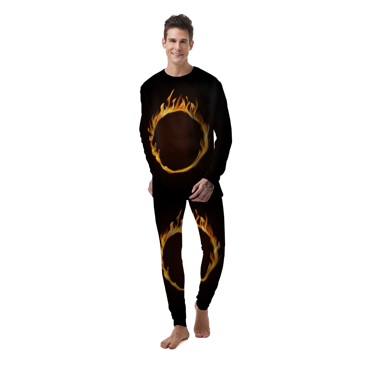 Hole Burning Print Men's Pajamas-grizzshop