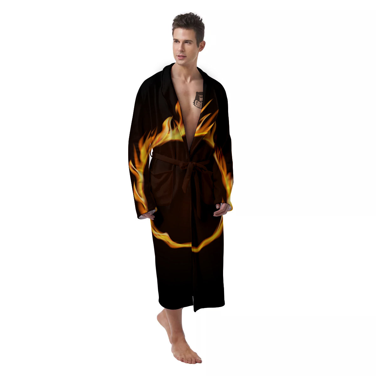 Hole Burning Print Men's Robe-grizzshop