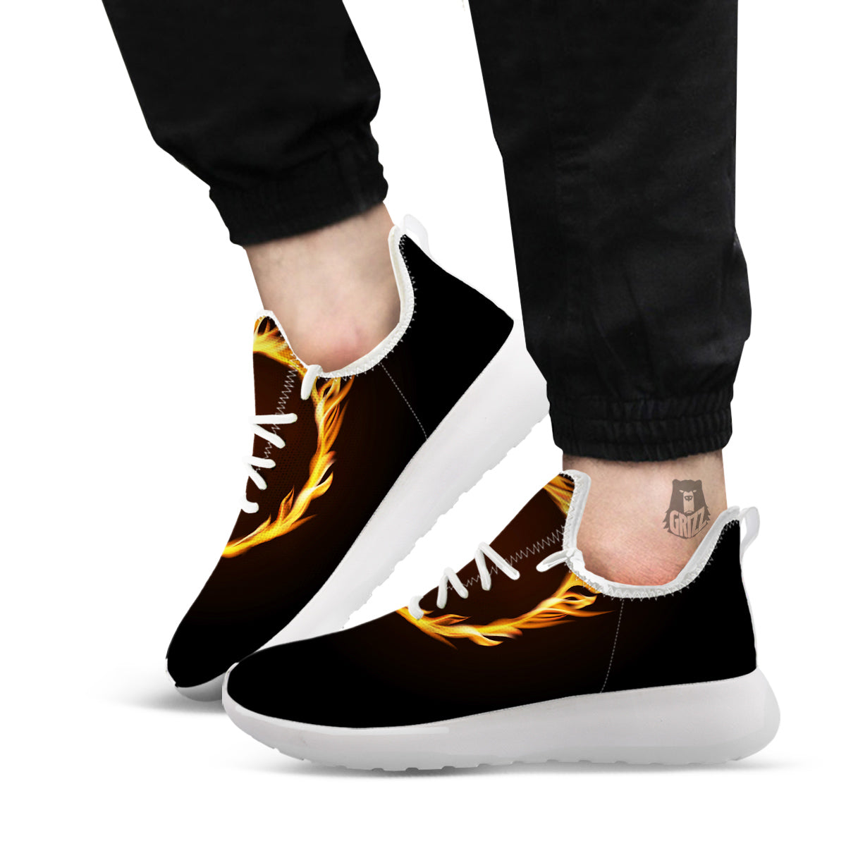 Hole Burning Print White Athletic Shoes-grizzshop