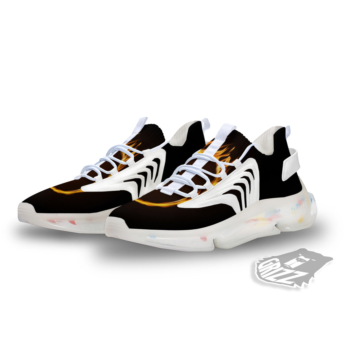 Hole Burning Print White Gym Shoes-grizzshop