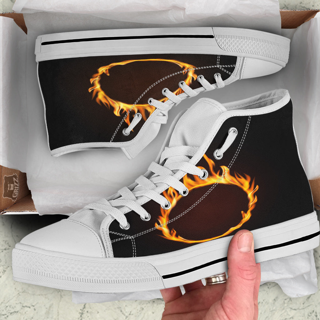 Hole Burning Print White High Top Shoes-grizzshop