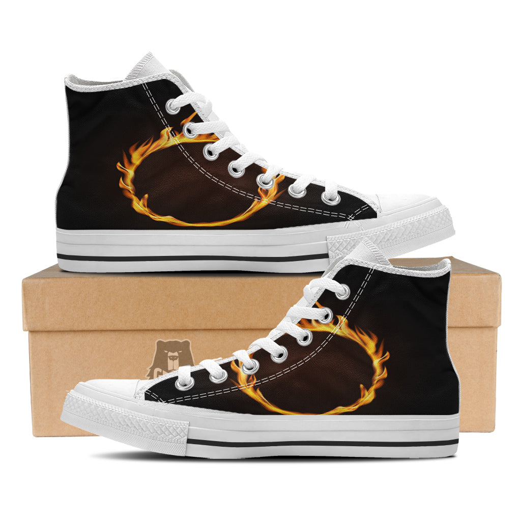 Hole Burning Print White High Top Shoes-grizzshop