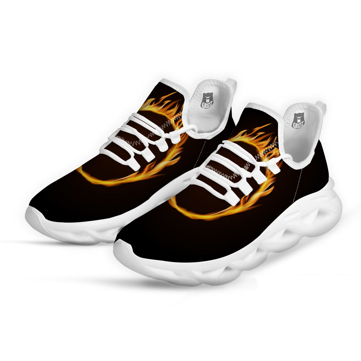 Hole Burning Print White Running Shoes-grizzshop