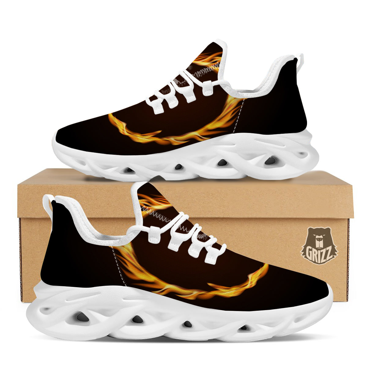Hole Burning Print White Running Shoes-grizzshop