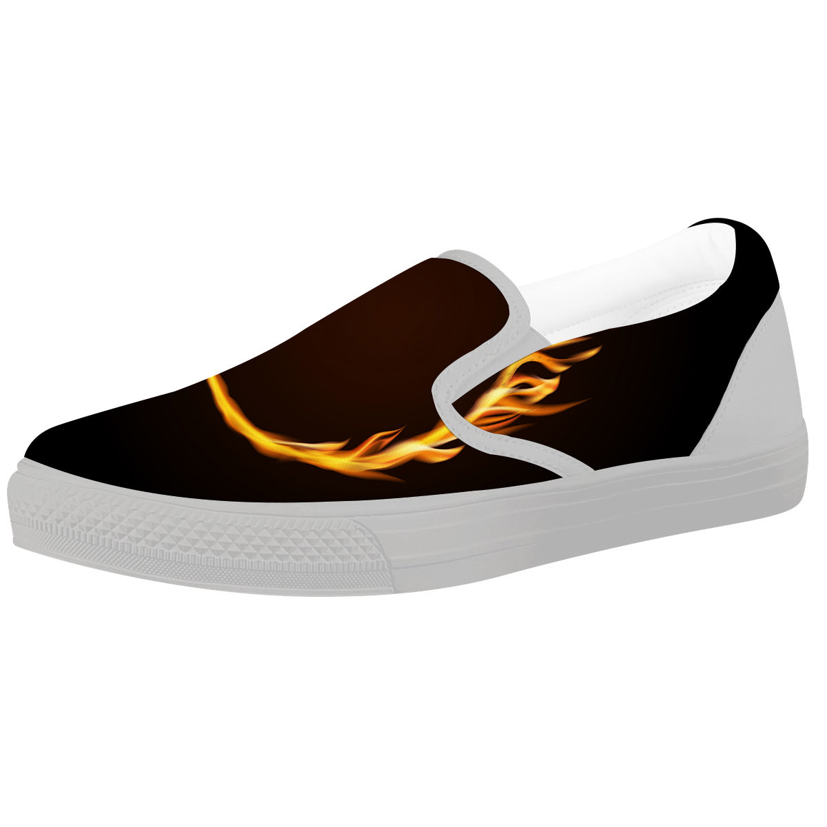Hole Burning Print White Slip On Shoes-grizzshop