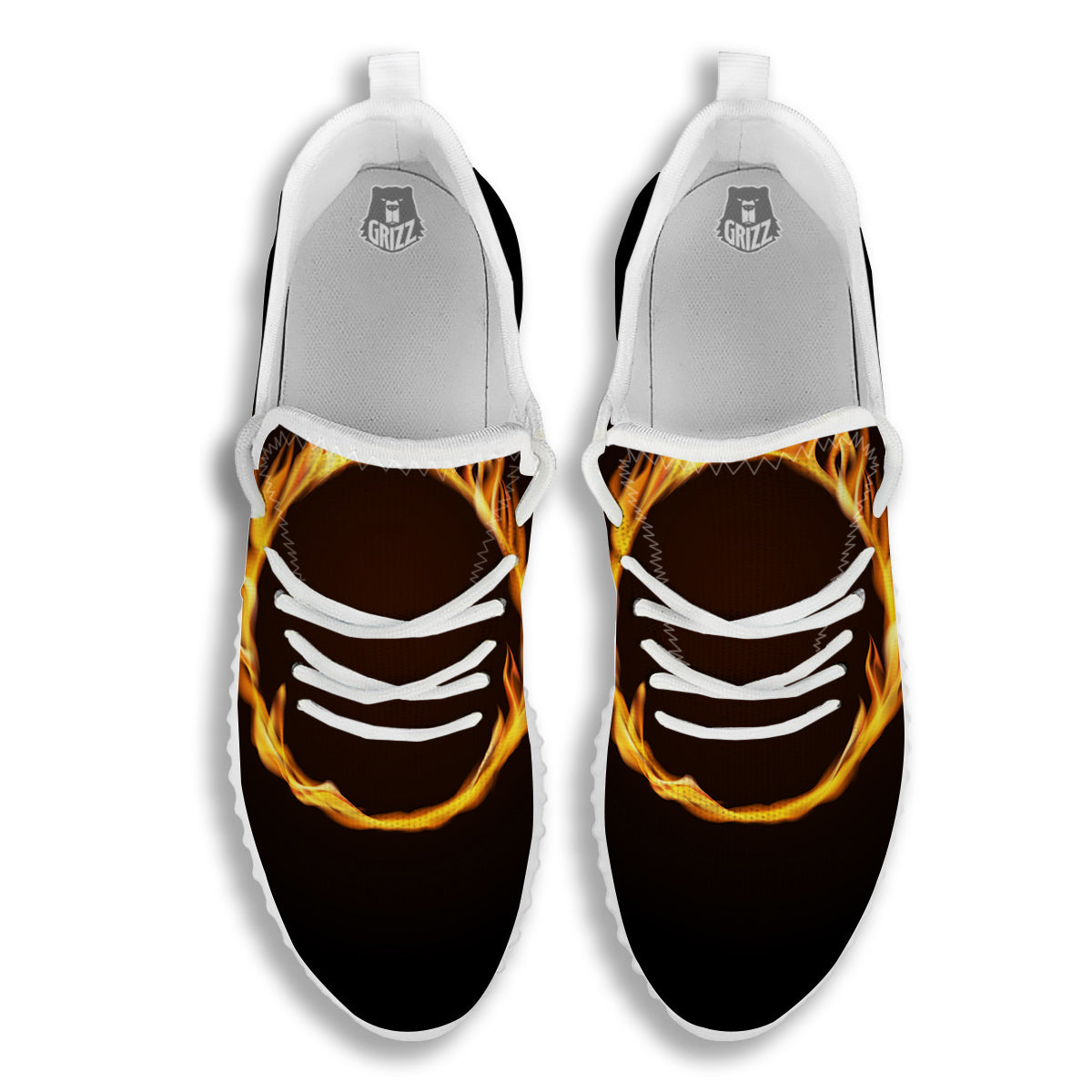 Hole Burning Print White Walking Shoes-grizzshop