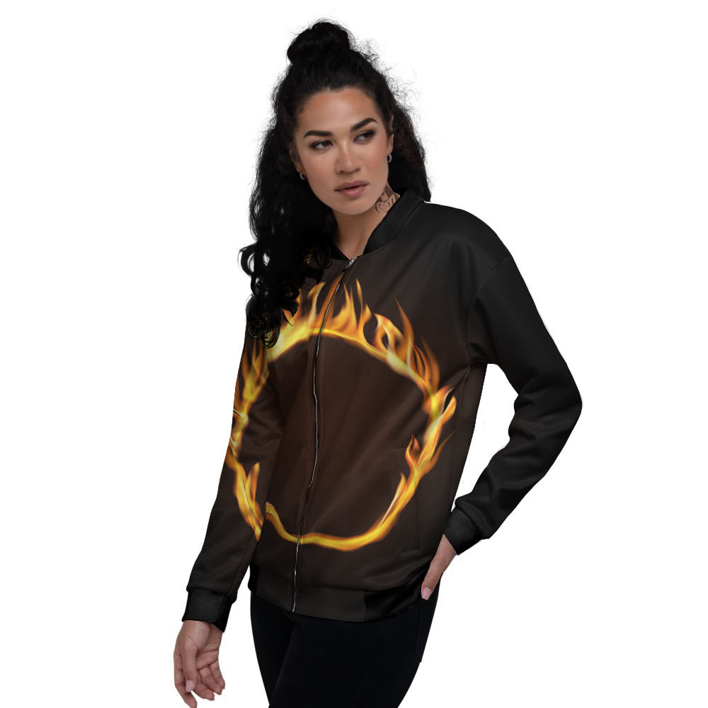 Hole Burning Print Women's Bomber Jacket-grizzshop