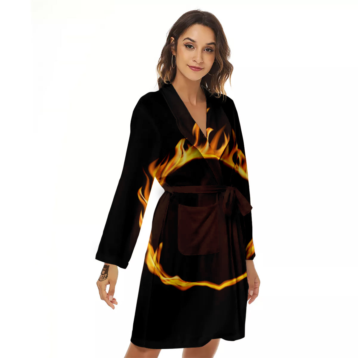 Hole Burning Print Women's Robe-grizzshop