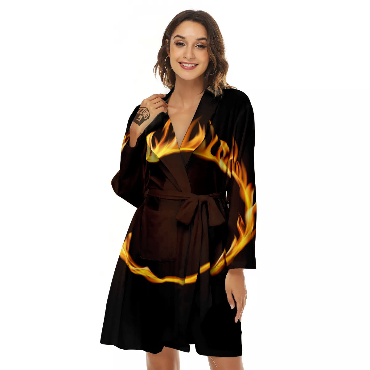Hole Burning Print Women's Robe-grizzshop
