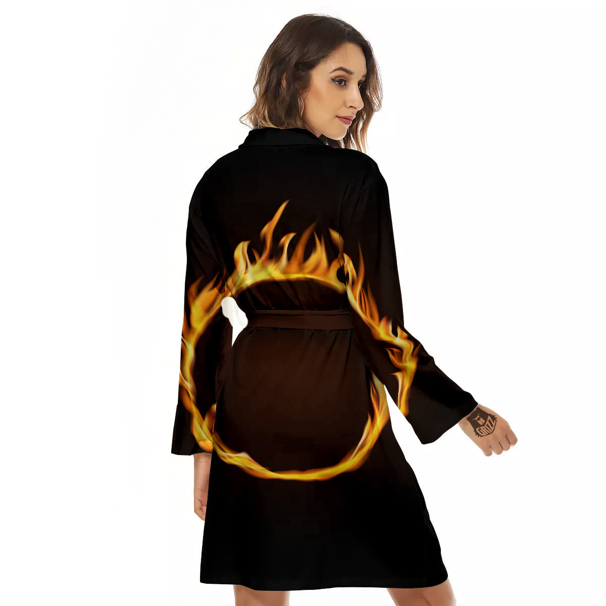 Hole Burning Print Women's Robe-grizzshop