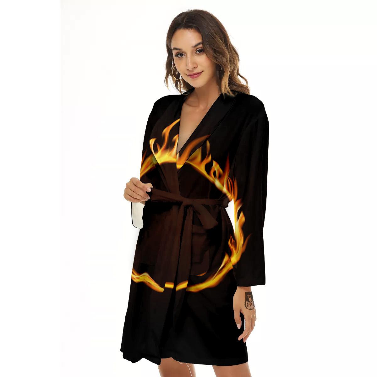 Hole Burning Print Women's Robe-grizzshop