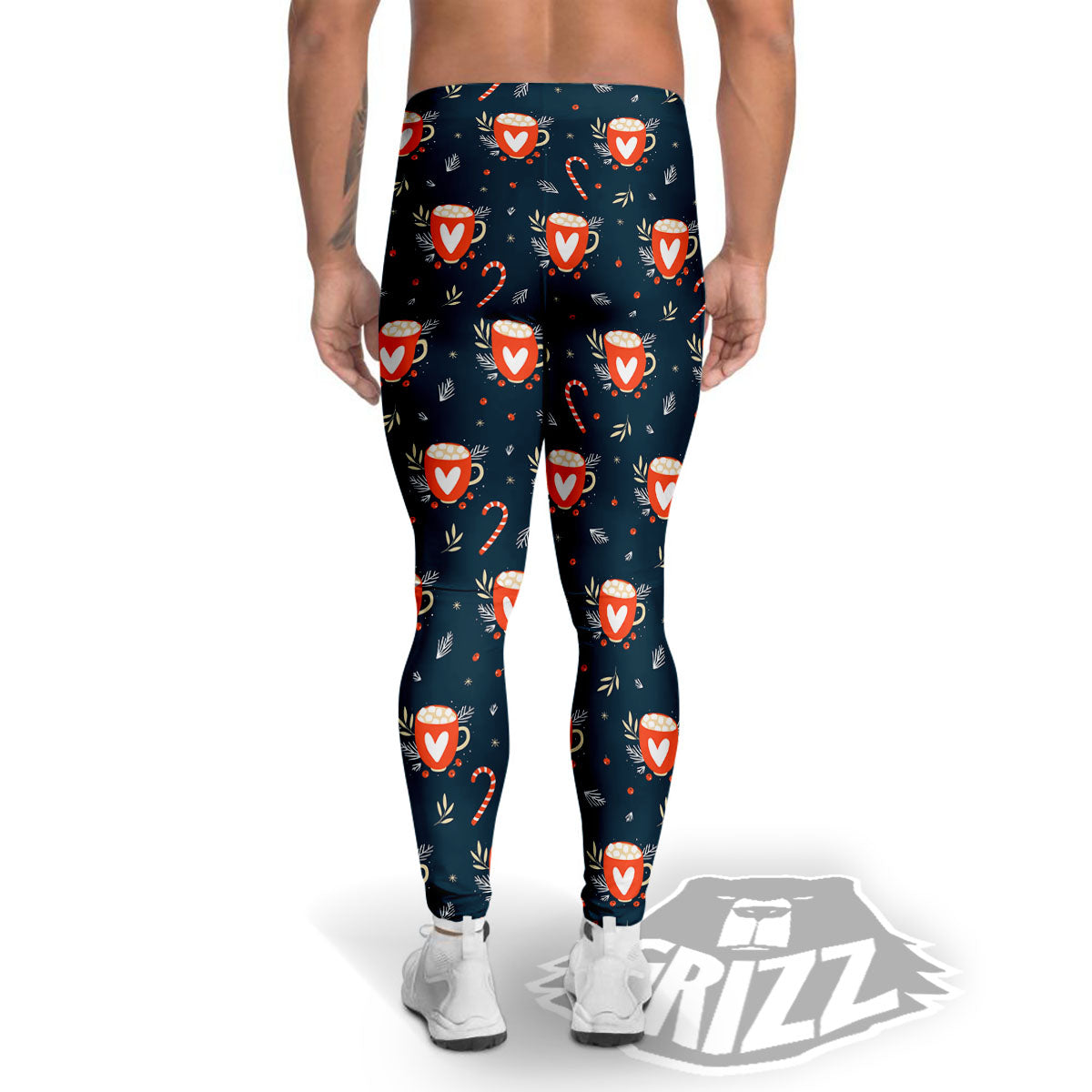 Holiday Christmas Cup Print Pattern Men's Leggings-grizzshop