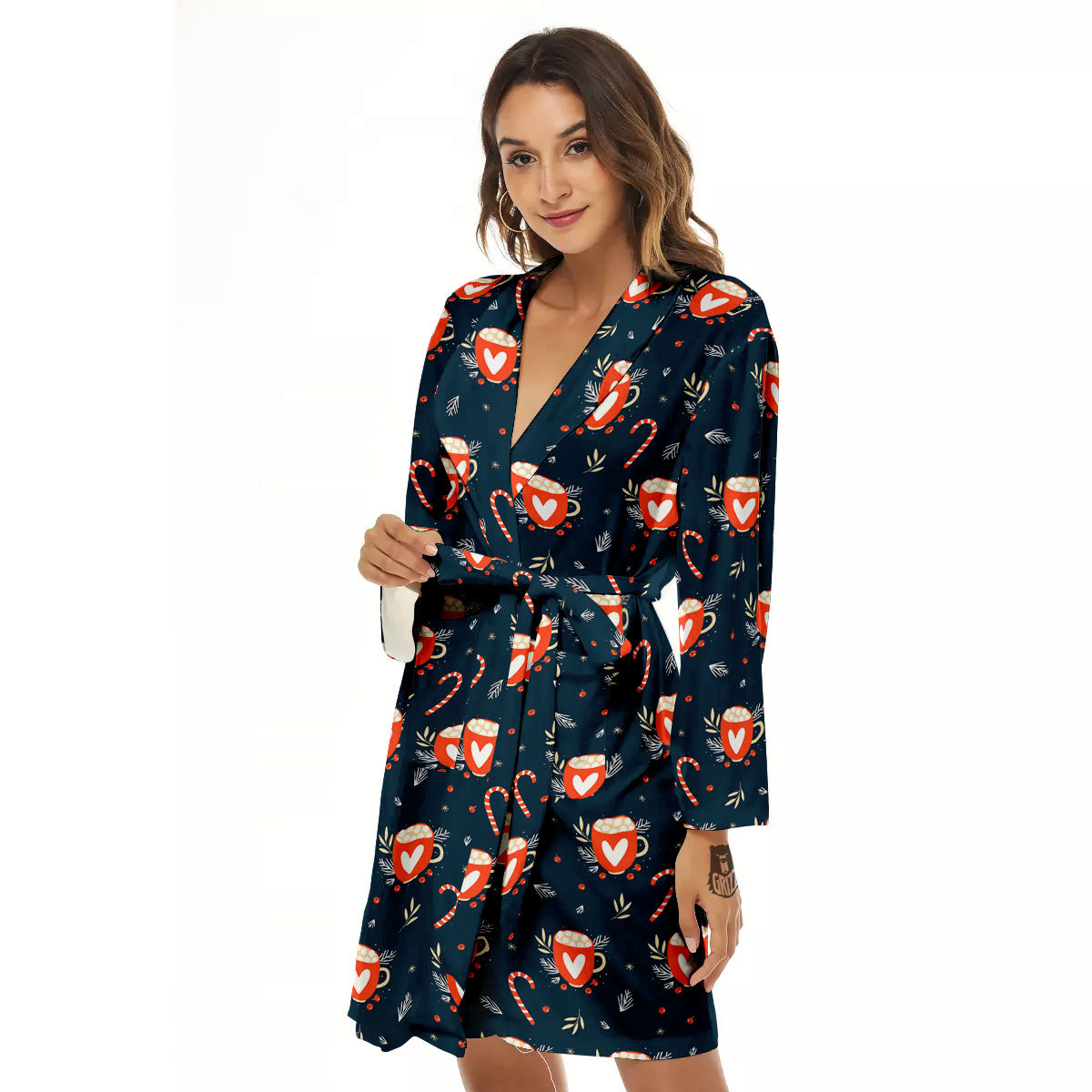Holiday Christmas Cup Print Pattern Women's Robe-grizzshop
