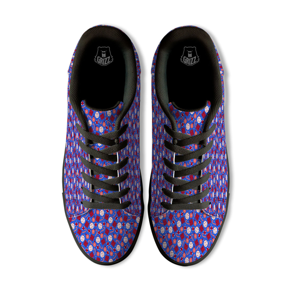 Holiday Elements Christmas Print Pattern Black Low Top Sneakers-grizzshop