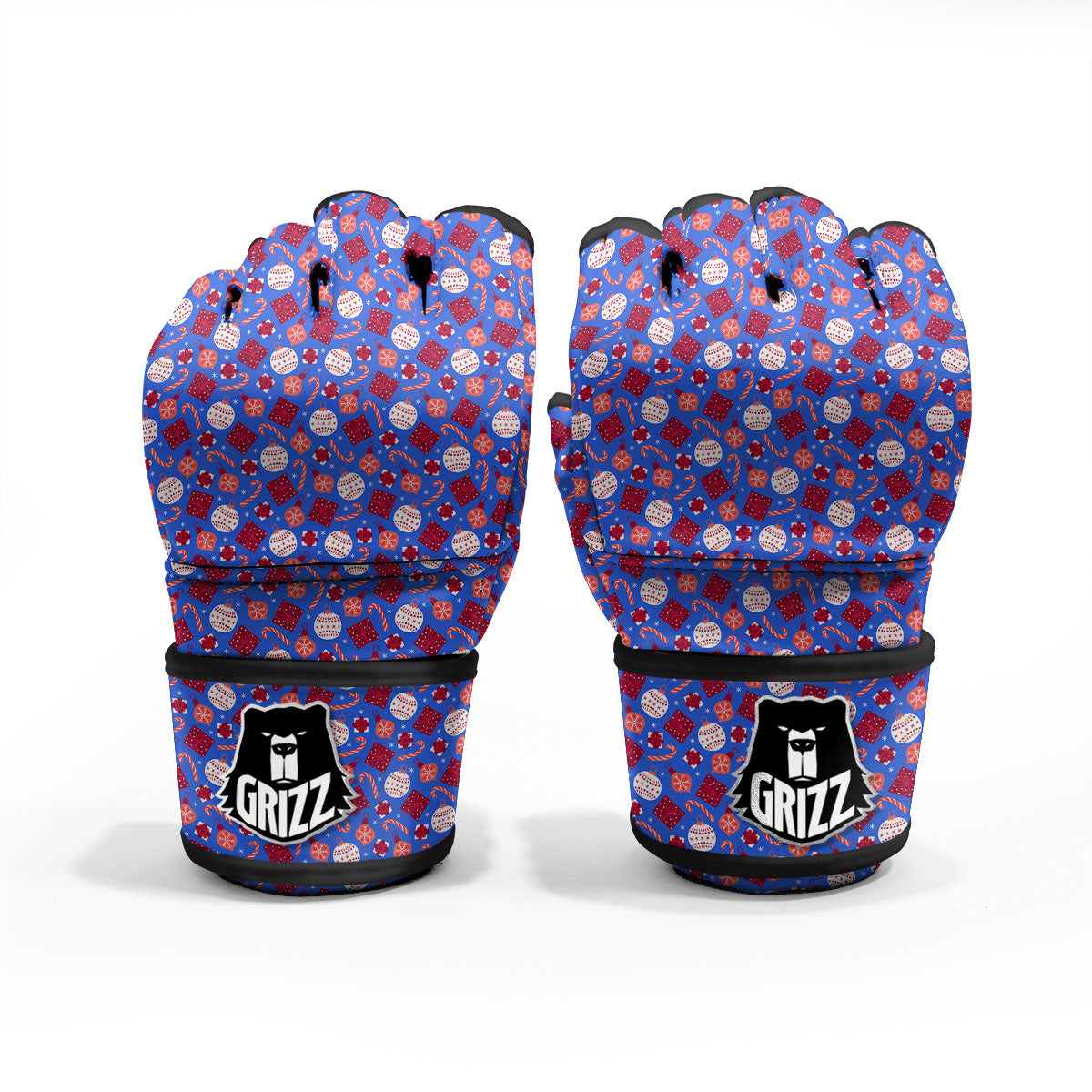 Holiday Elements Christmas Print Pattern MMA Gloves-grizzshop
