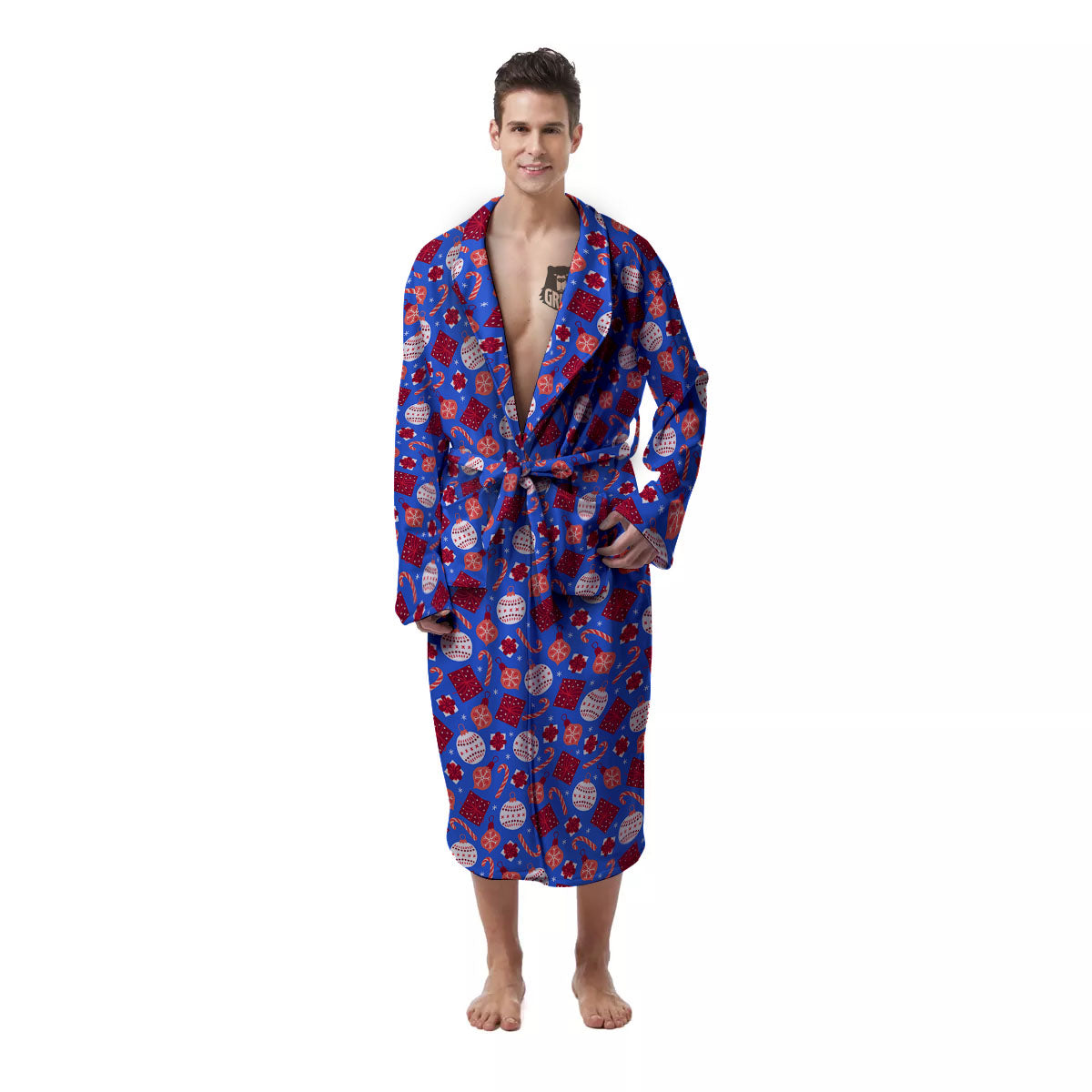 Holiday Elements Christmas Print Pattern Men's Robe-grizzshop