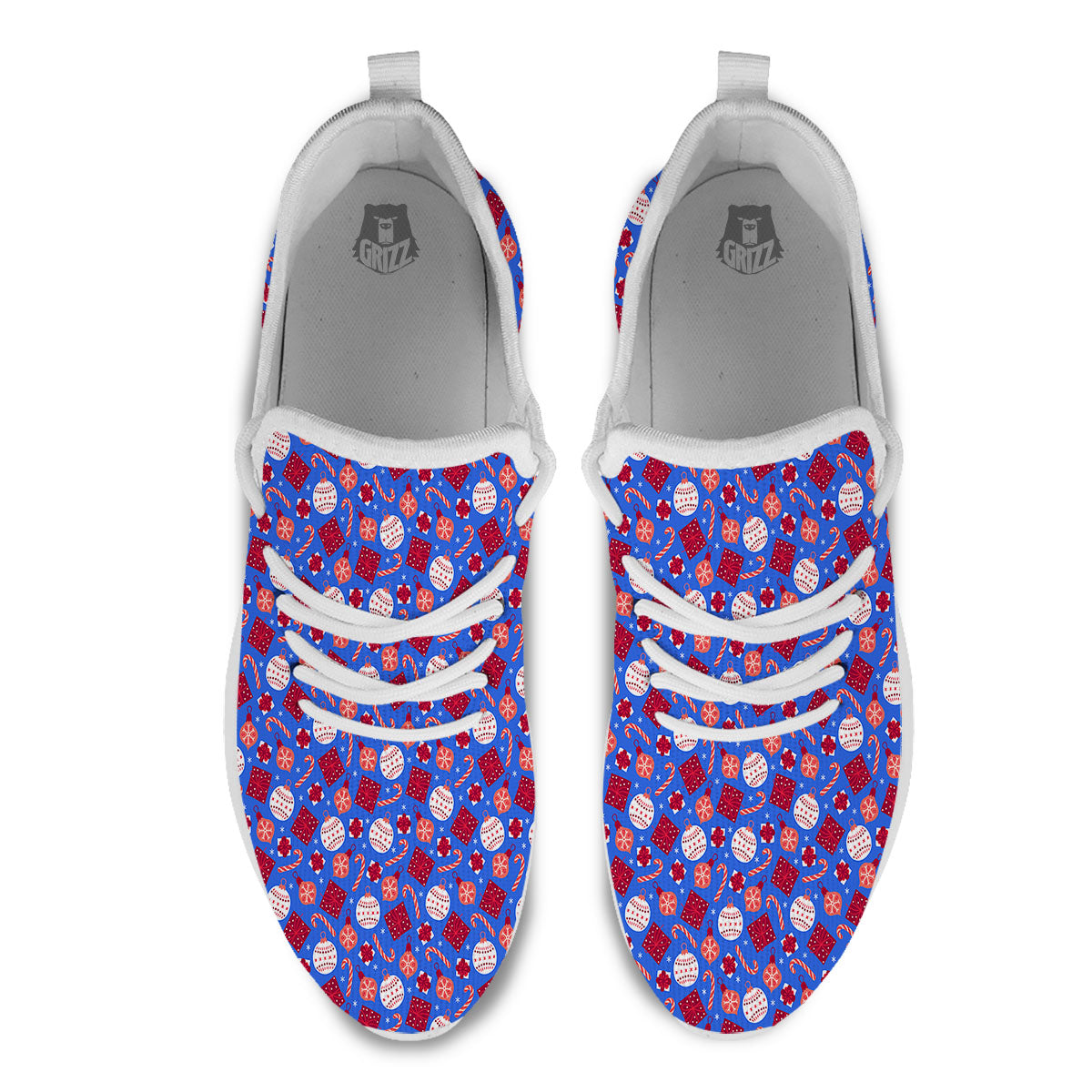 Holiday Elements Christmas Print Pattern White Athletic Shoes-grizzshop
