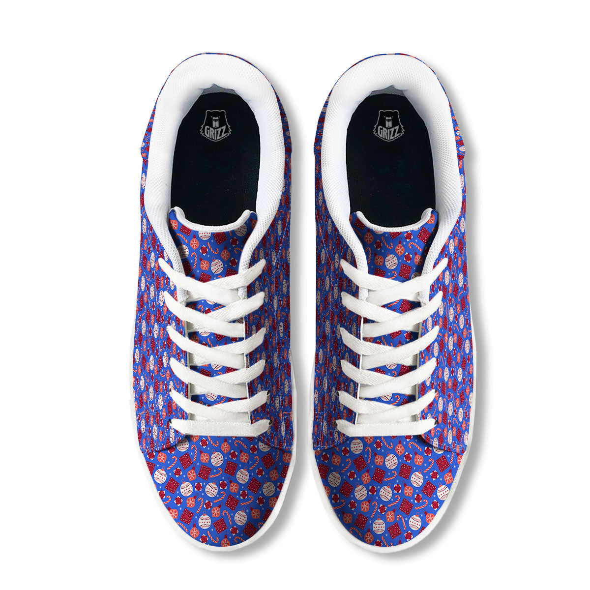 Holiday Elements Christmas Print Pattern White Low Top Sneakers-grizzshop