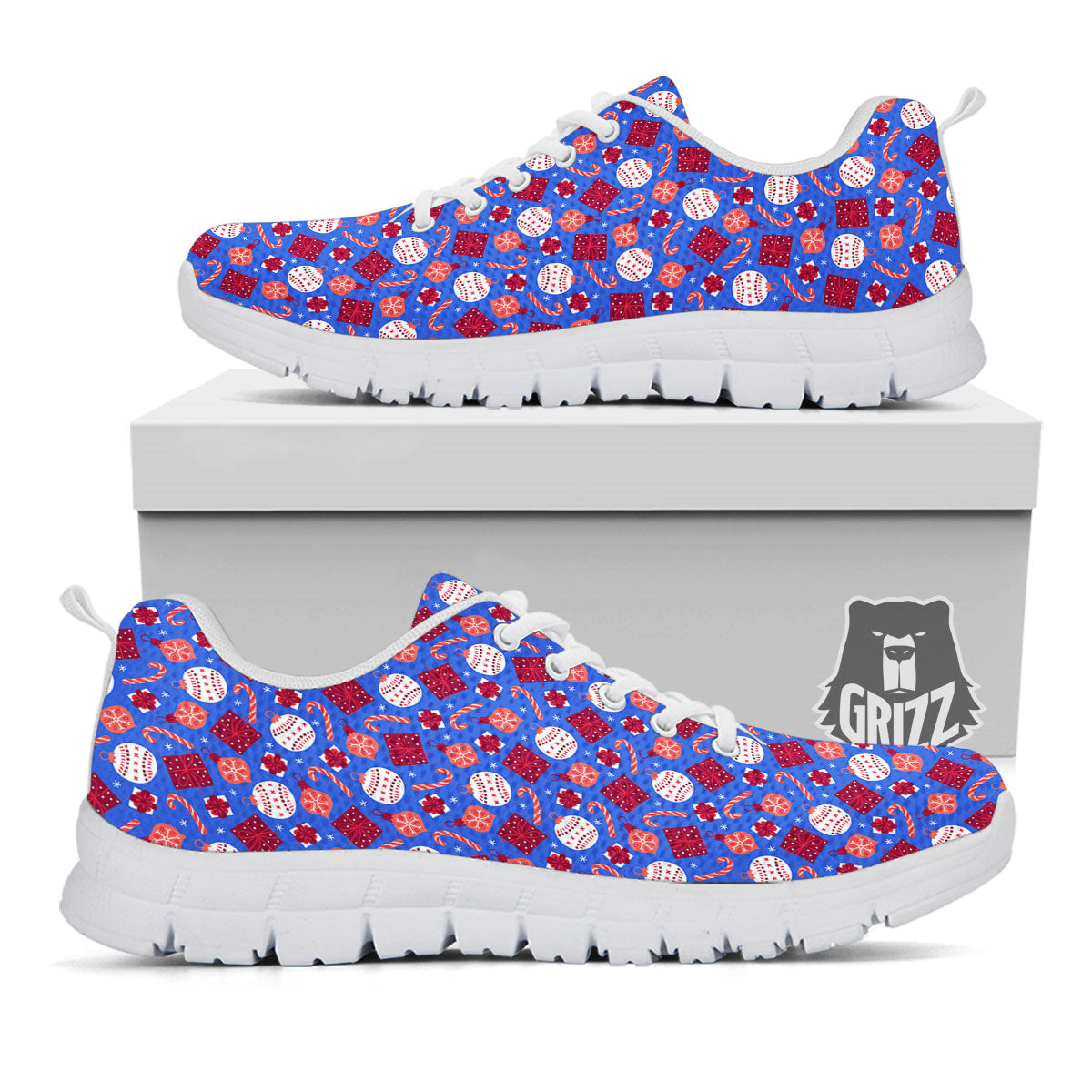 Holiday Elements Christmas Print Pattern White Sneaker-grizzshop