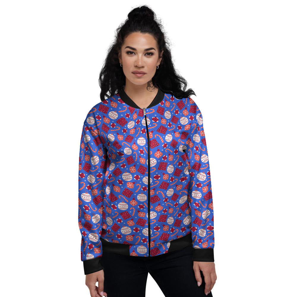 Holiday Elements Christmas Print Pattern Women's Bomber Jacket-grizzshop