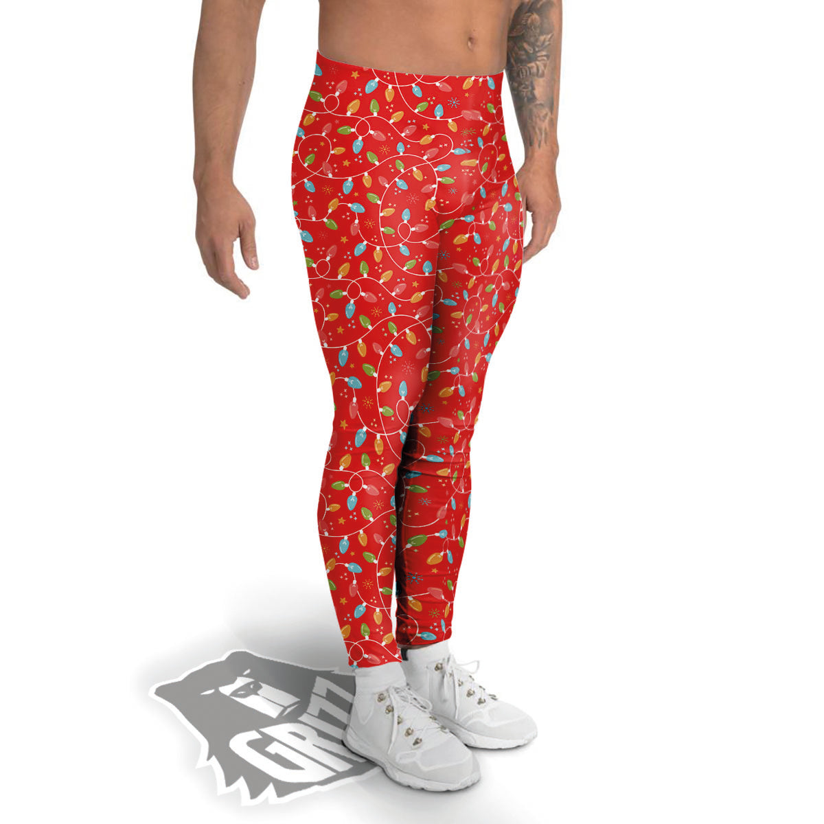 Holiday Lights Christmas Print Men's Leggings-grizzshop