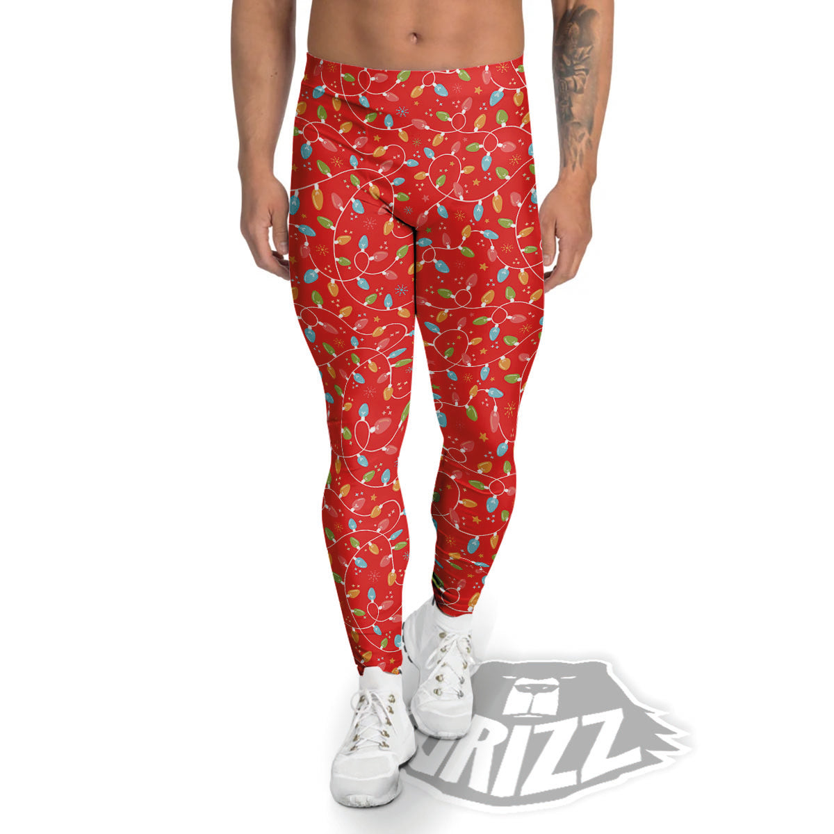 Holiday Lights Christmas Print Men's Leggings-grizzshop