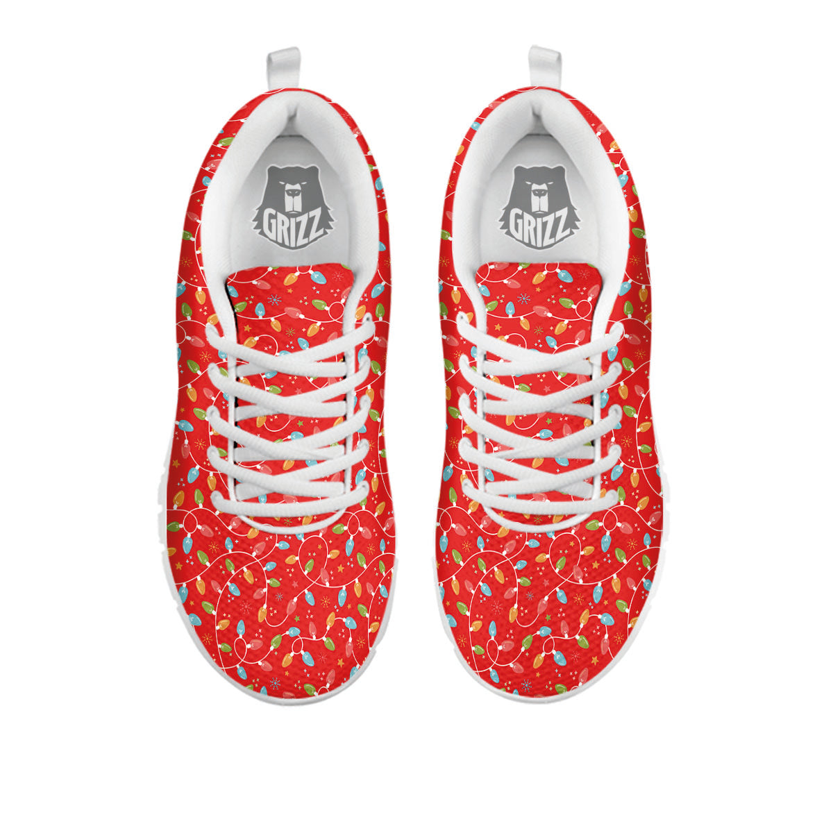 Holiday Lights Christmas Print White Sneaker-grizzshop
