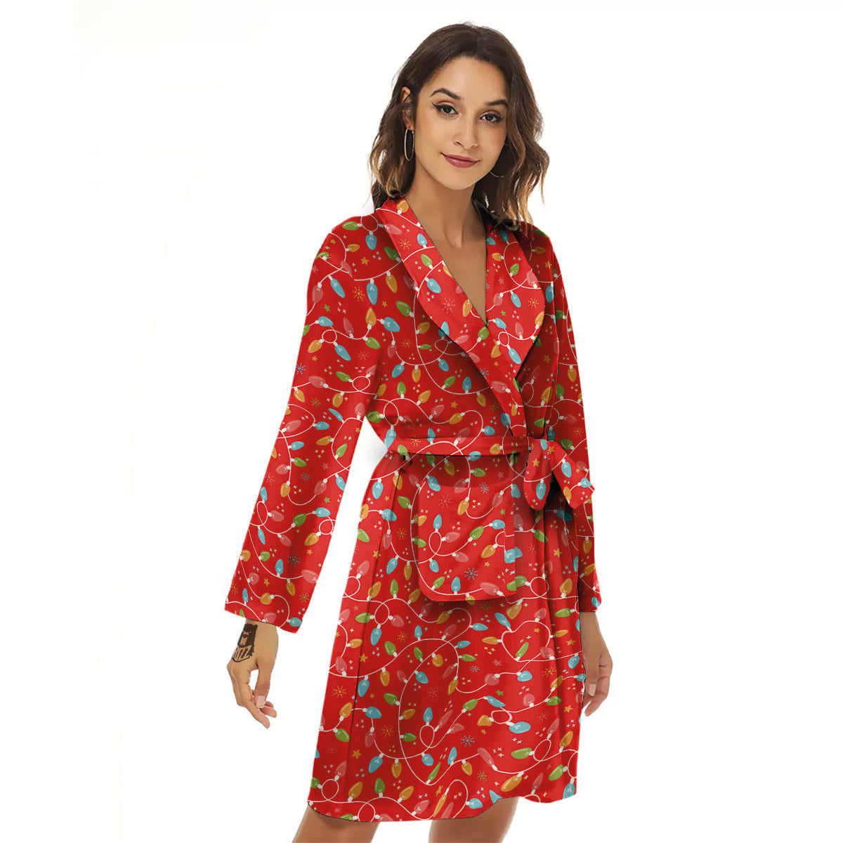 Holiday Lights Christmas Print Women's Robe-grizzshop