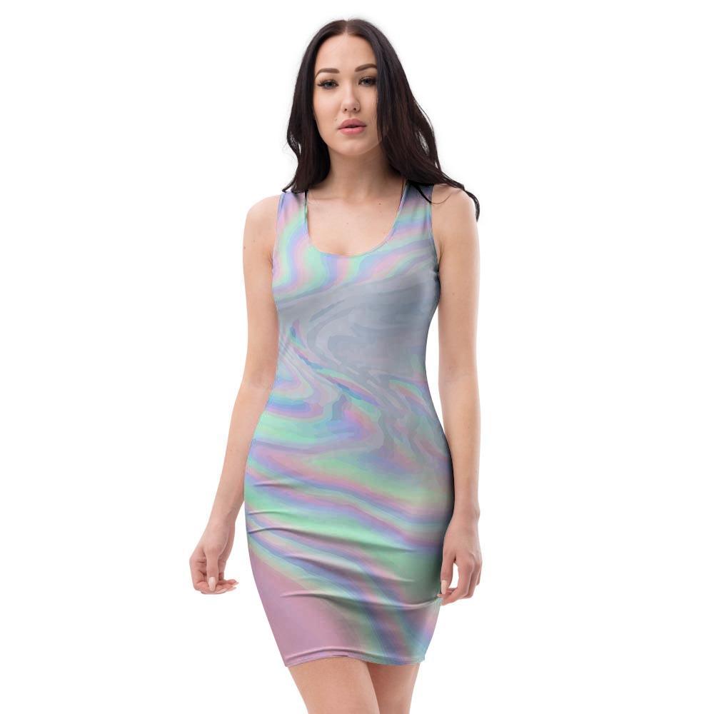 Holographic Abstract Bodycon Dress-grizzshop