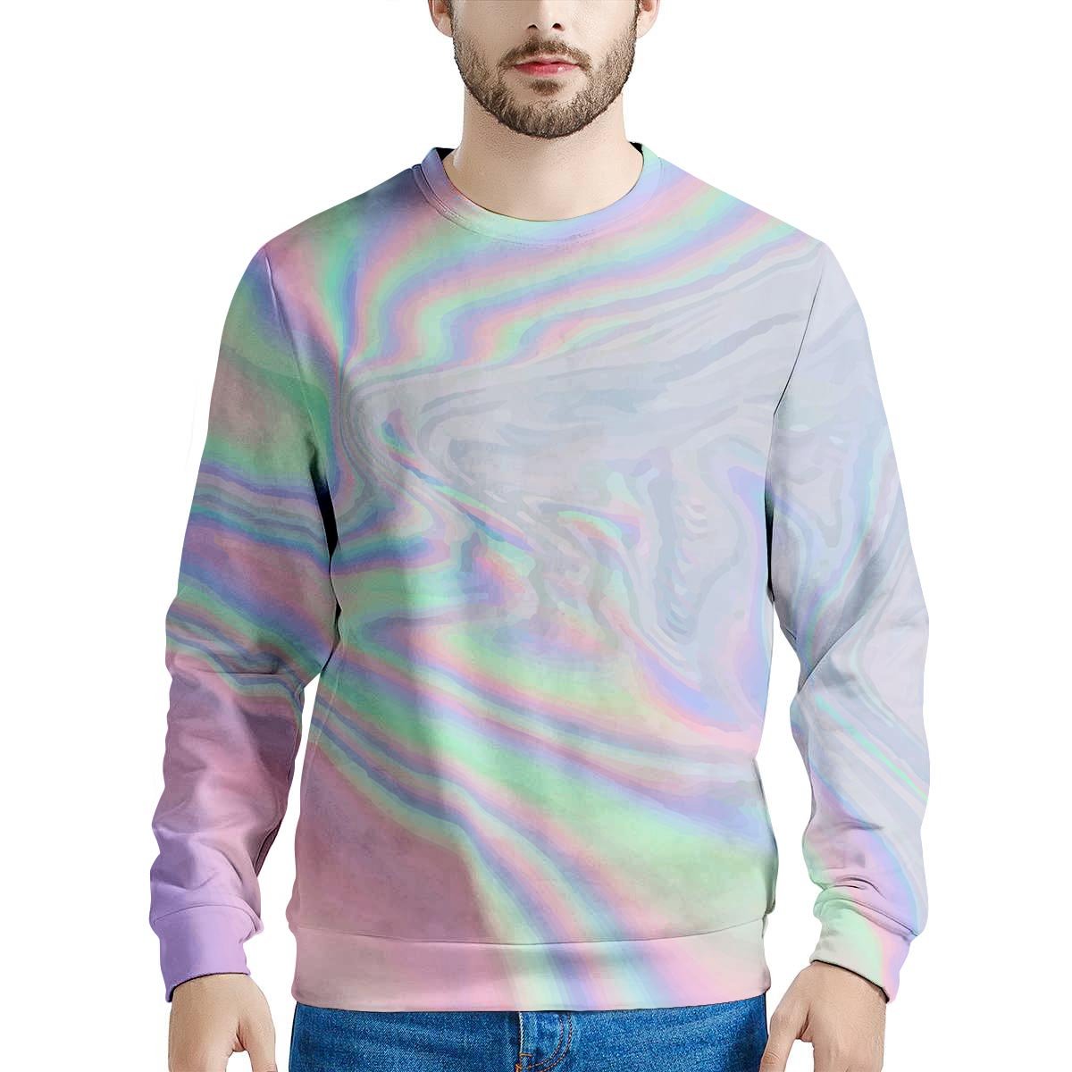 Holographic Abstract Men's Sweatshirt-grizzshop