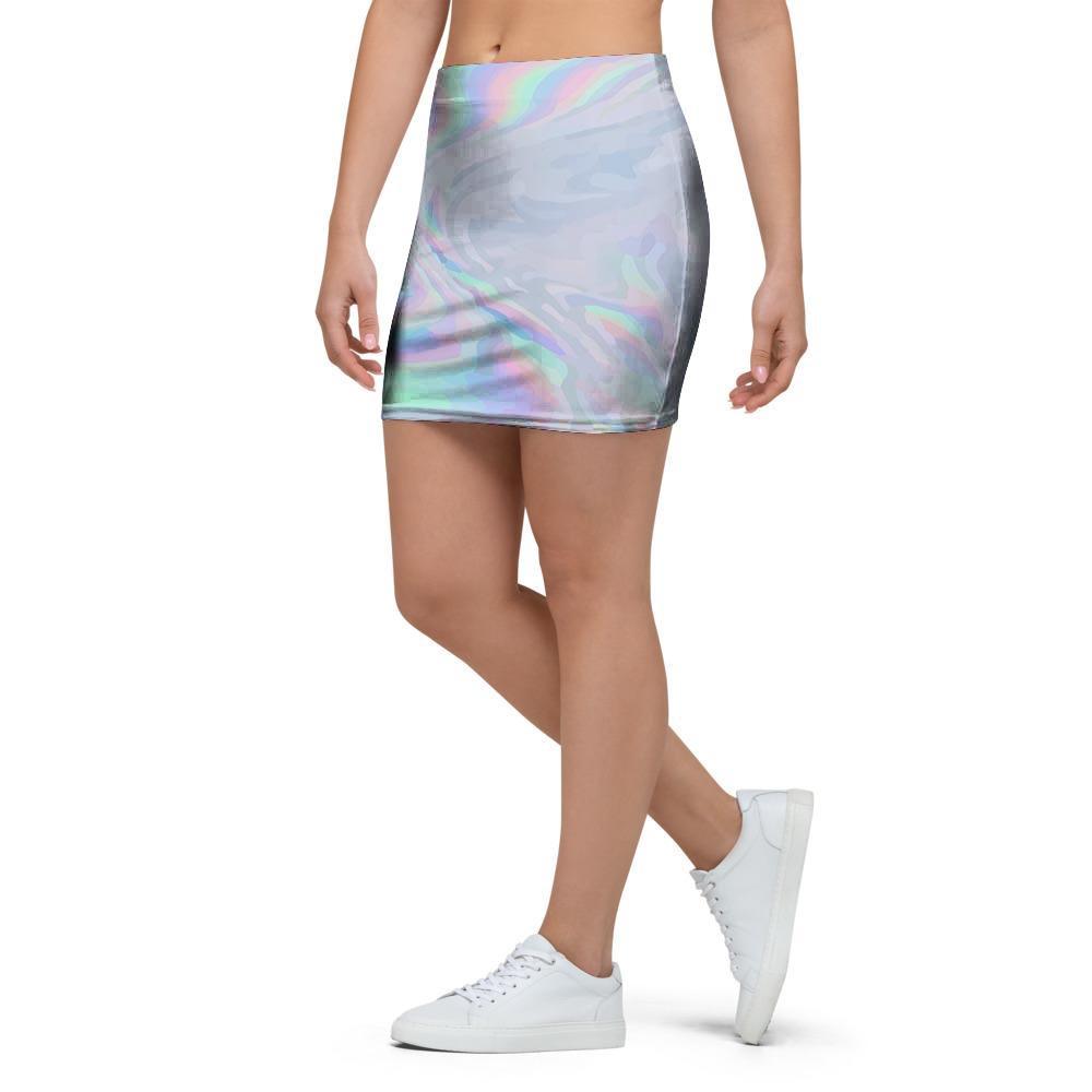 Holographic Abstract Mini Skirt-grizzshop
