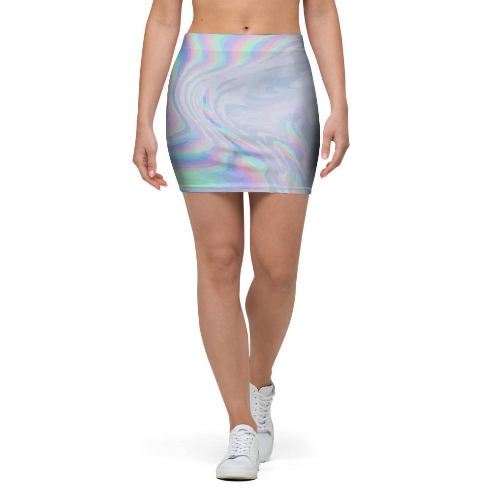 Holographic Abstract Mini Skirt-grizzshop