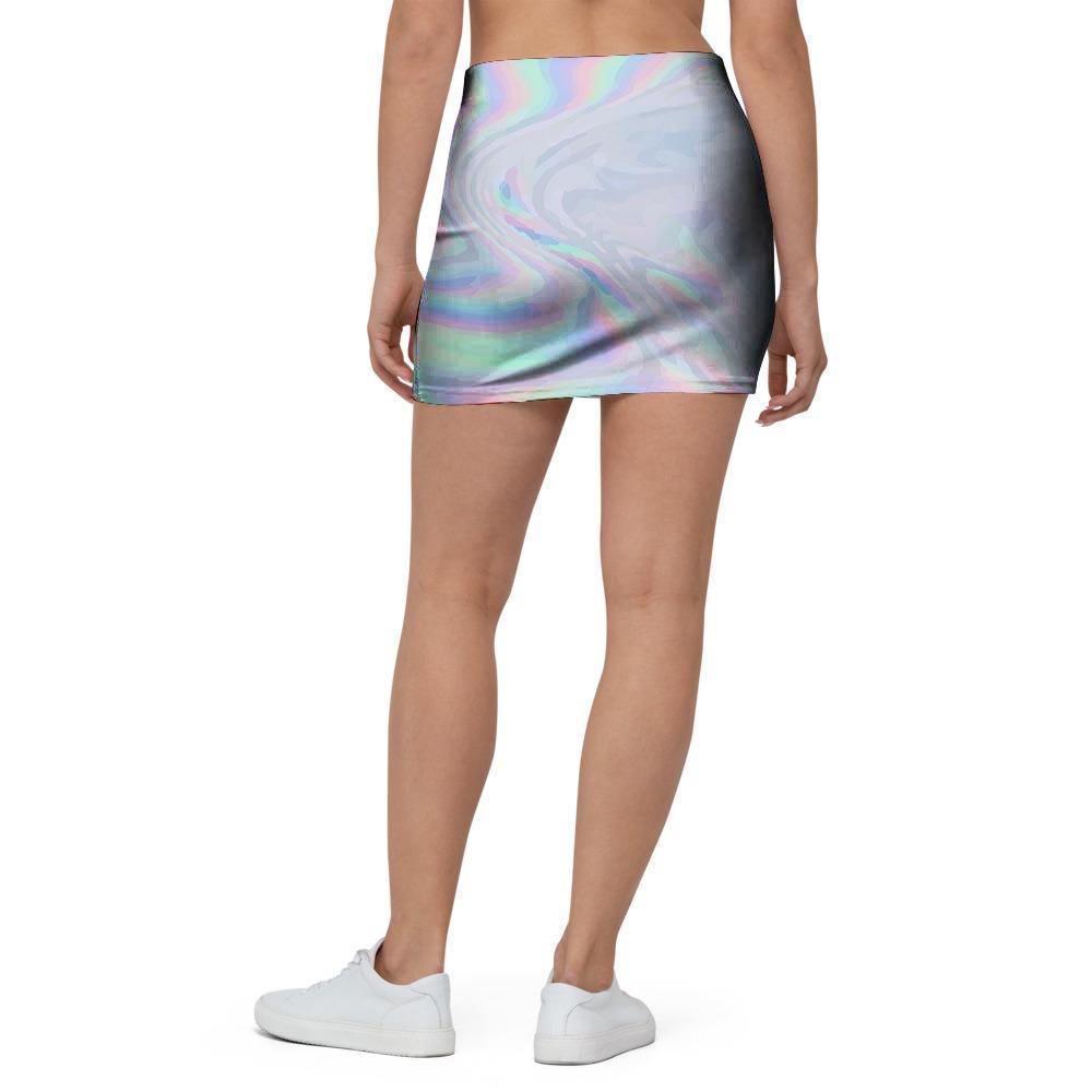 Holographic Abstract Mini Skirt-grizzshop