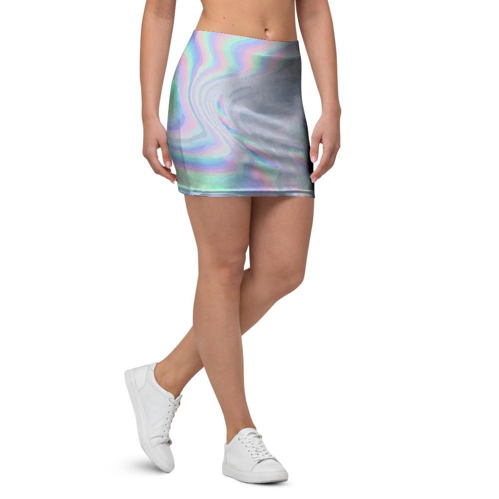 Holographic Abstract Mini Skirt-grizzshop