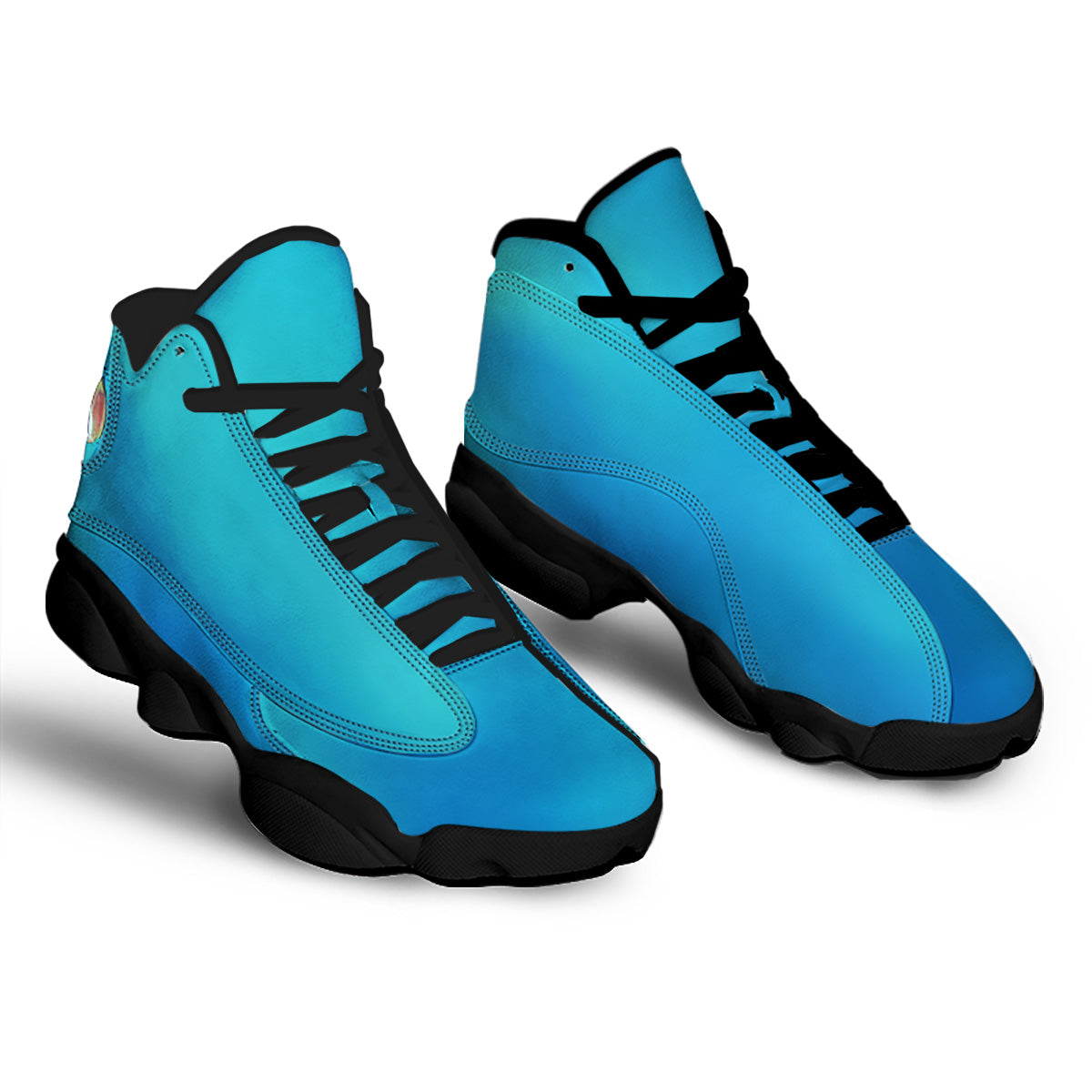 Holographic Blue Print Black Basketball Shoes-grizzshop