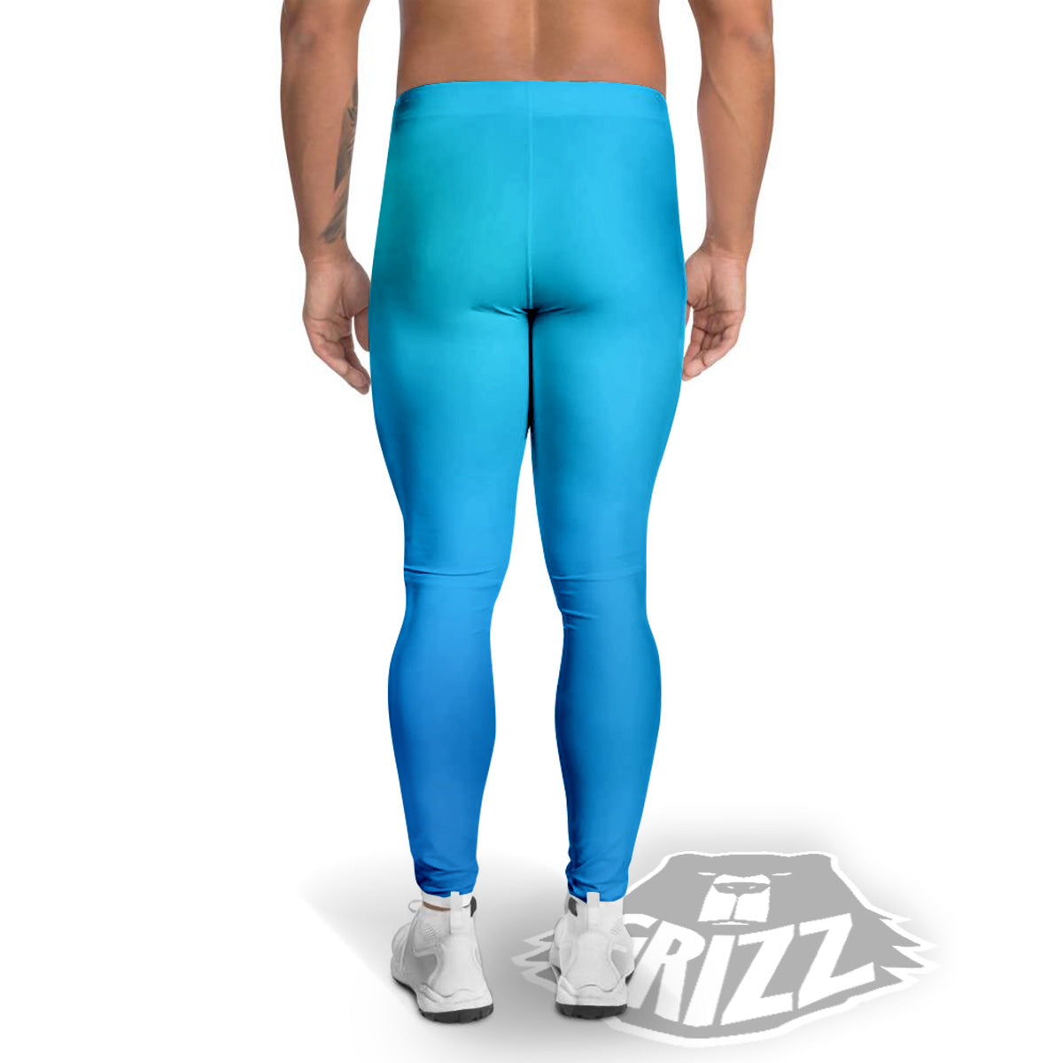 Holographic Blue Print Men's Leggings-grizzshop