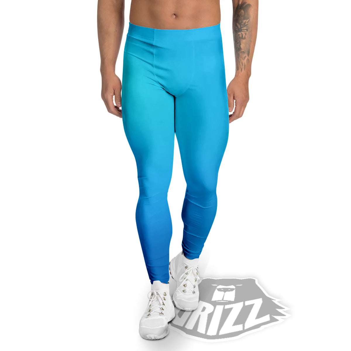 Holographic Blue Print Men's Leggings-grizzshop