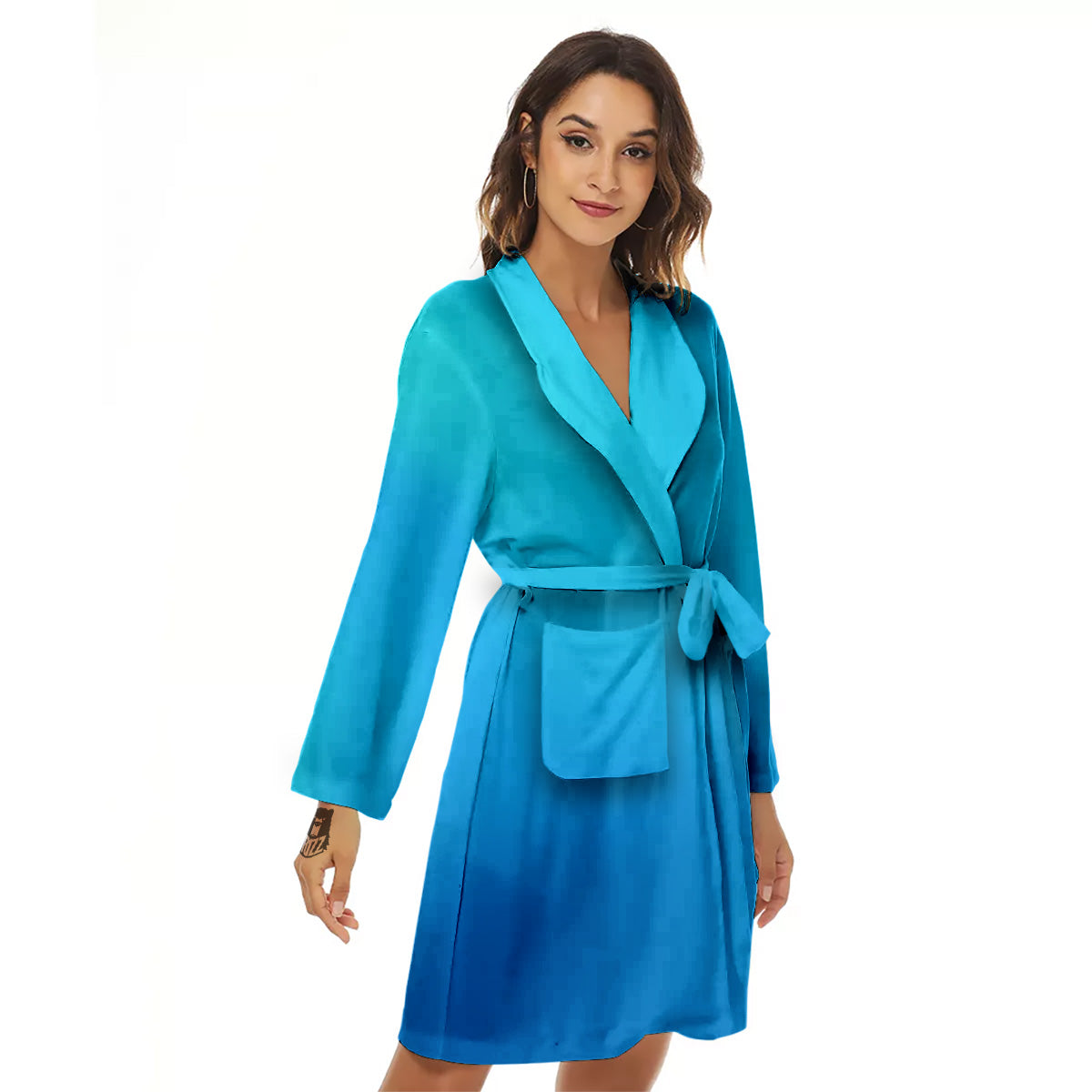 Holographic Blue Print Women's Robe-grizzshop