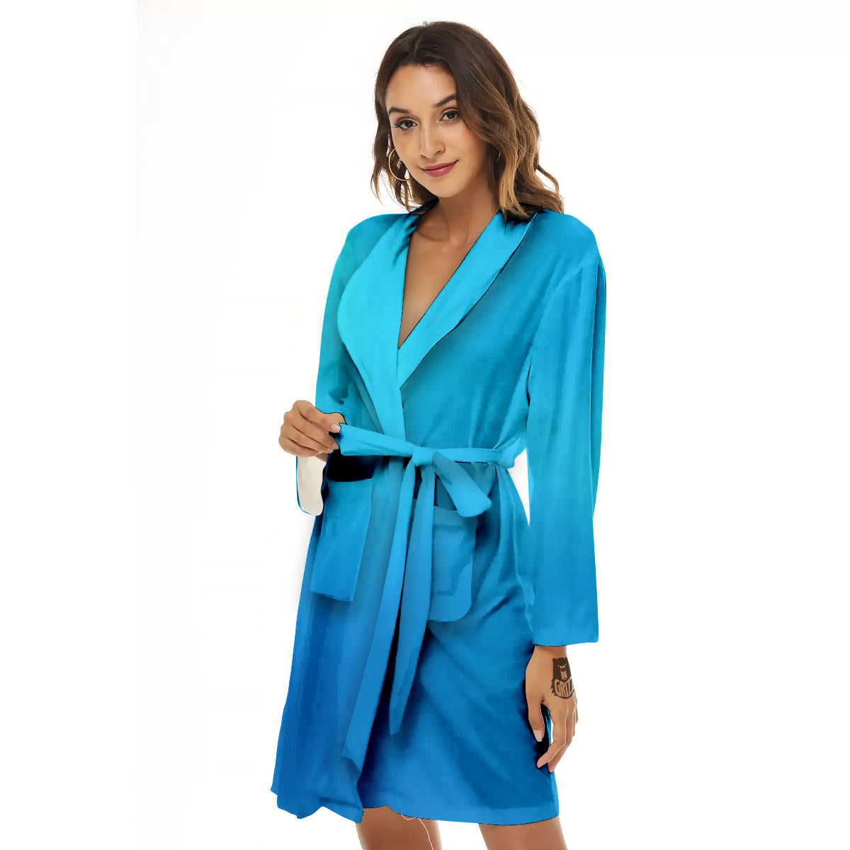 Holographic Blue Print Women's Robe-grizzshop
