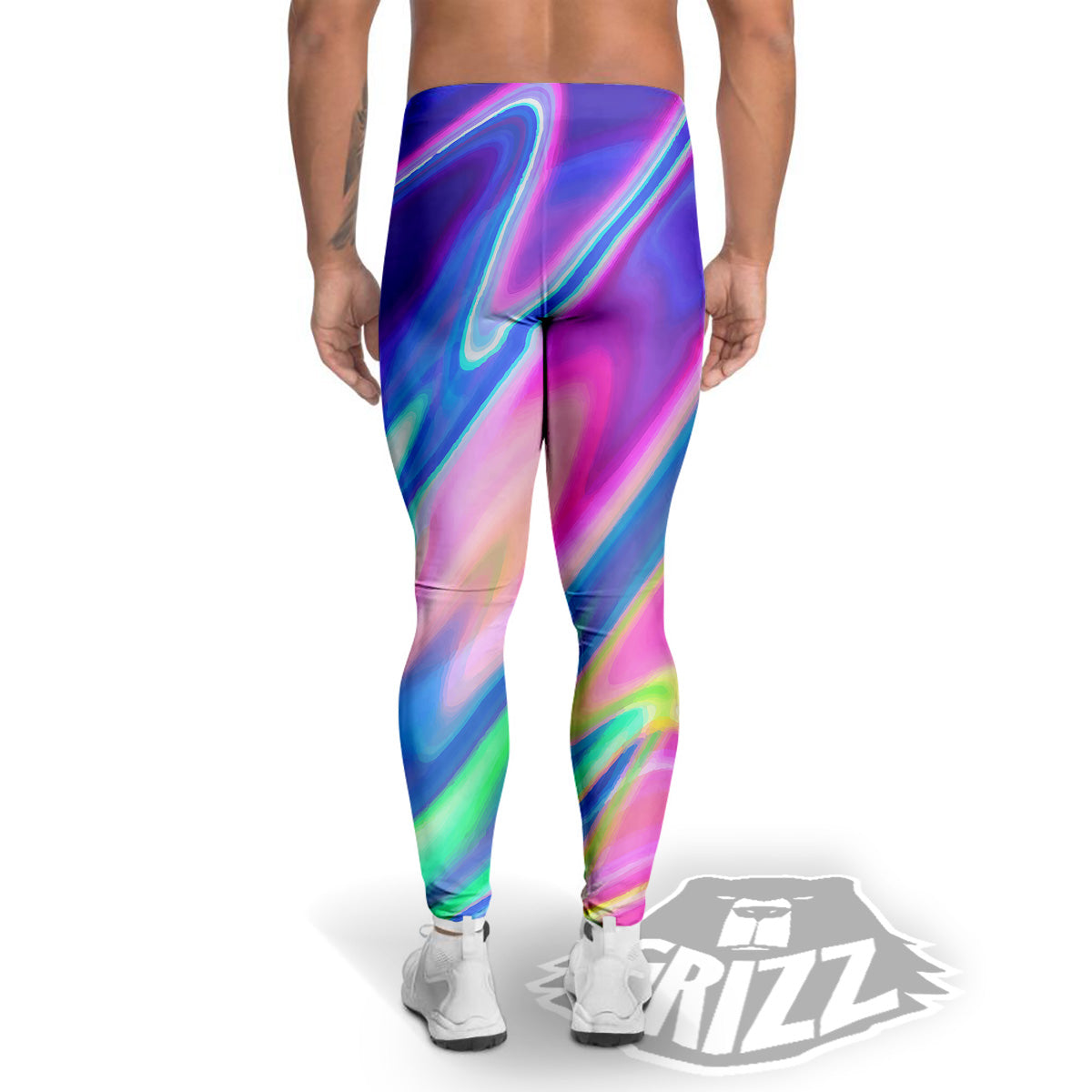 Holographic Bright Print Men's Leggings-grizzshop