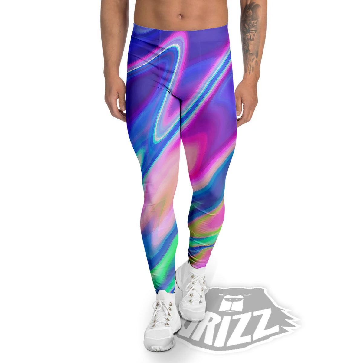Holographic Bright Print Men's Leggings-grizzshop