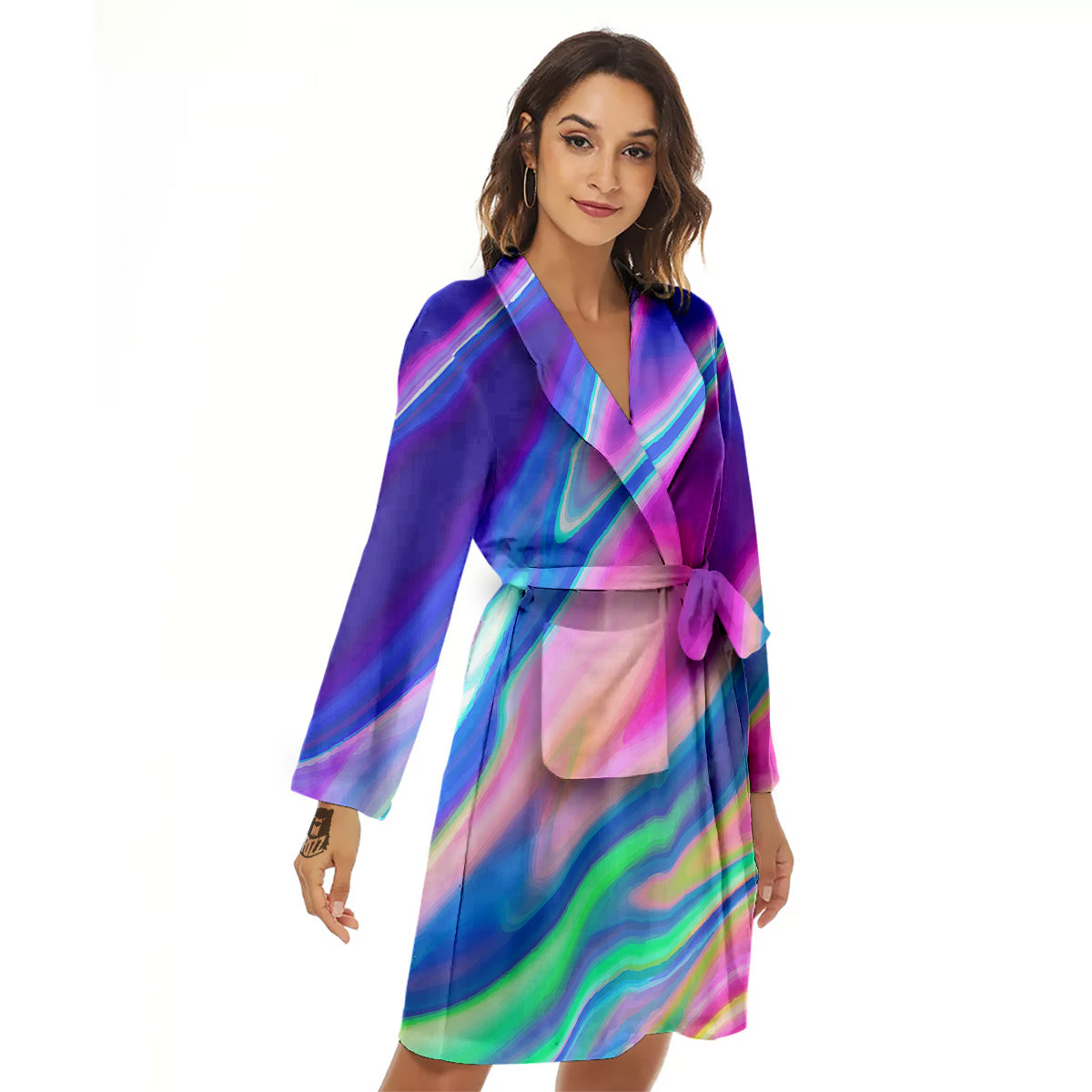 Holographic Bright Print Women's Robe-grizzshop