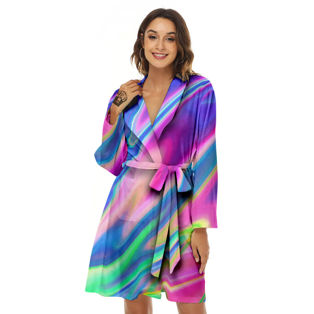 Holographic Bright Print Women's Robe-grizzshop